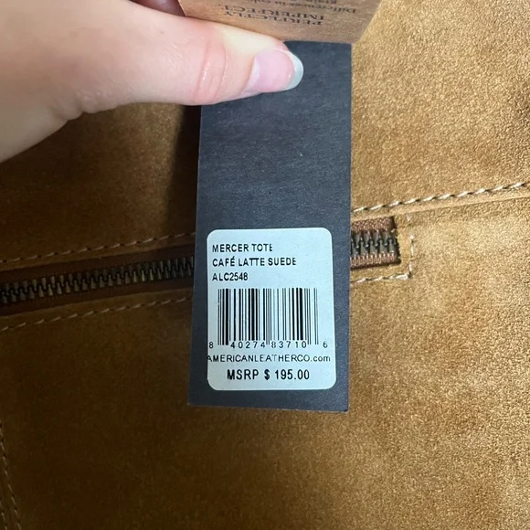 NWT American Leather Co Suede Woven Tote - Picture 5 of 8